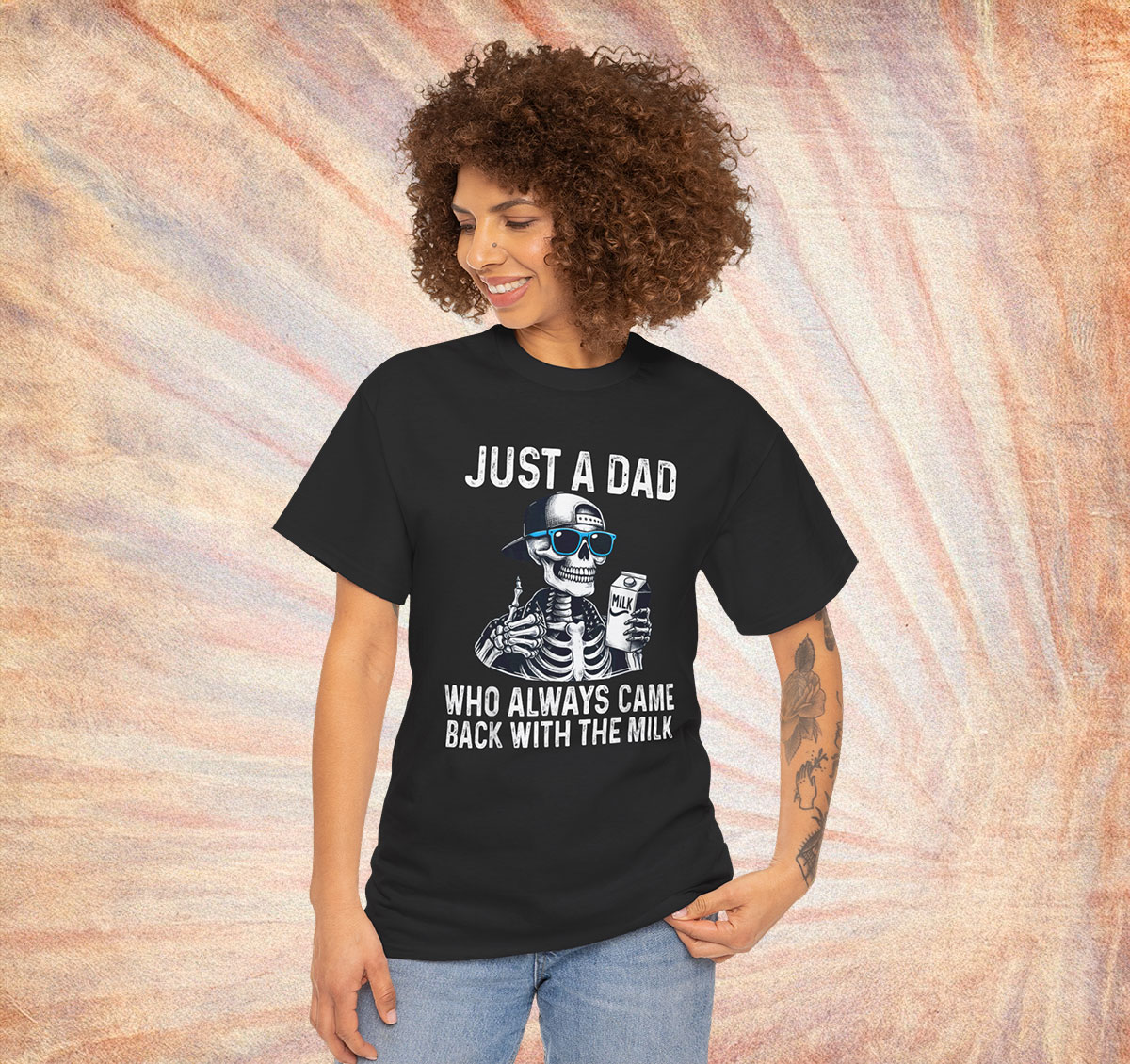 Cool Just A Dad Who Always Came Back With The Milk T-Shirt