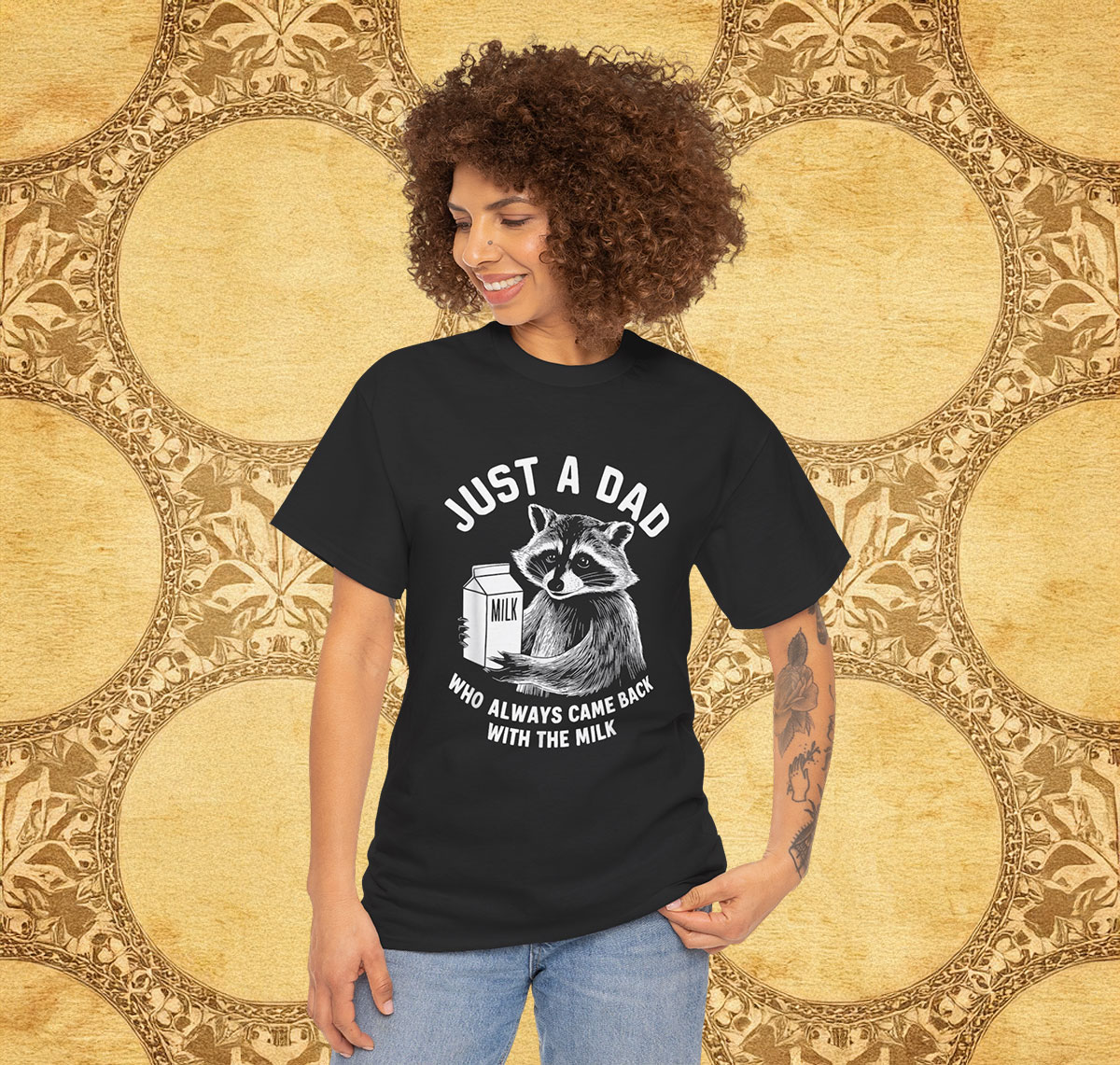 Just A Dad Who Always Came Back With The Milk Racoon Fathers Shirt