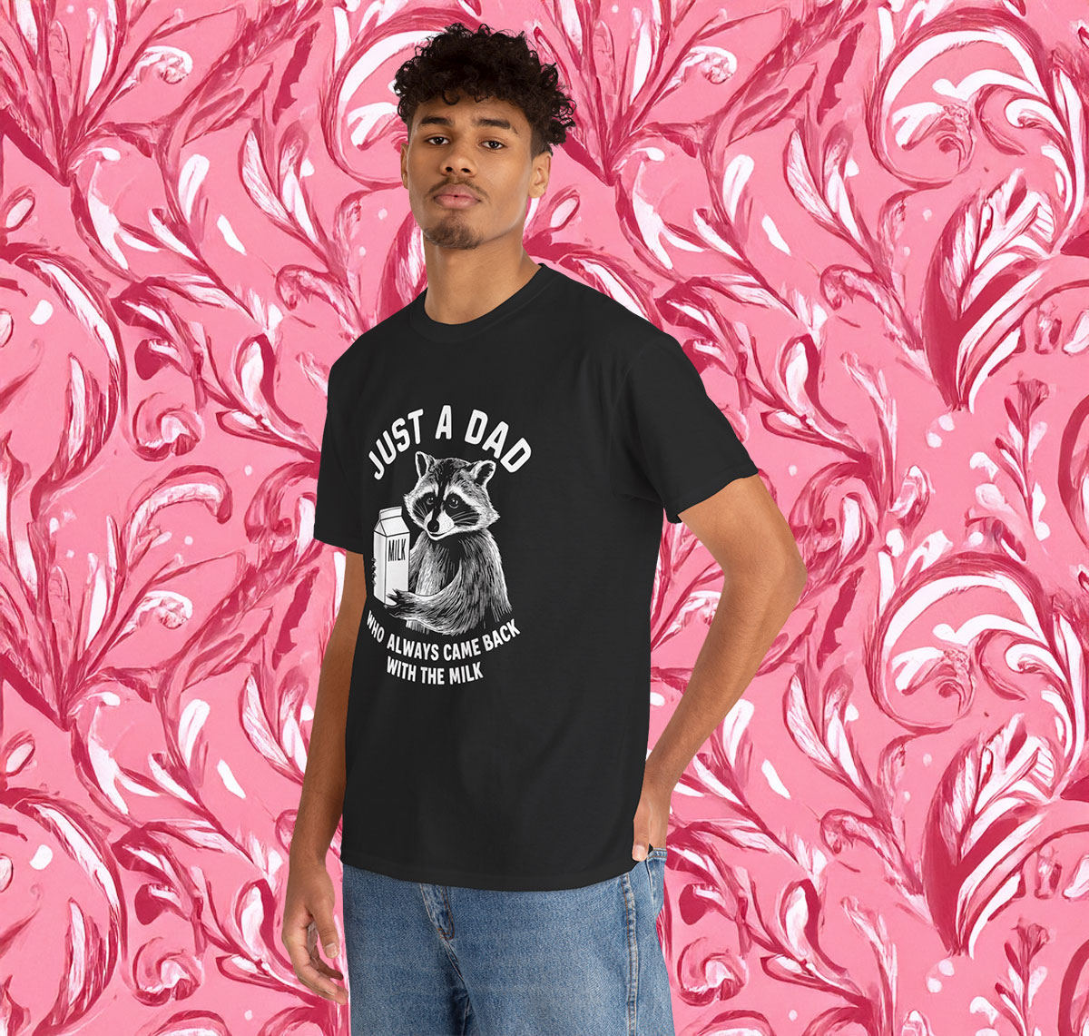 Just A Dad Who Always Came Back With The Milk Racoon Fathers Shirt